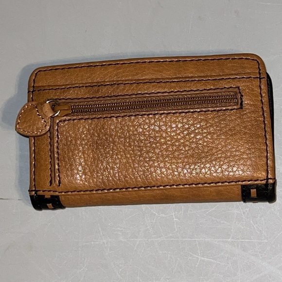 Brighton Tan and Black Leather Wallet with Intricate Design - Picture 2 of 5